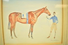 Young Rider w/ #1 Entry c1930s Watercolor by Paul Brown