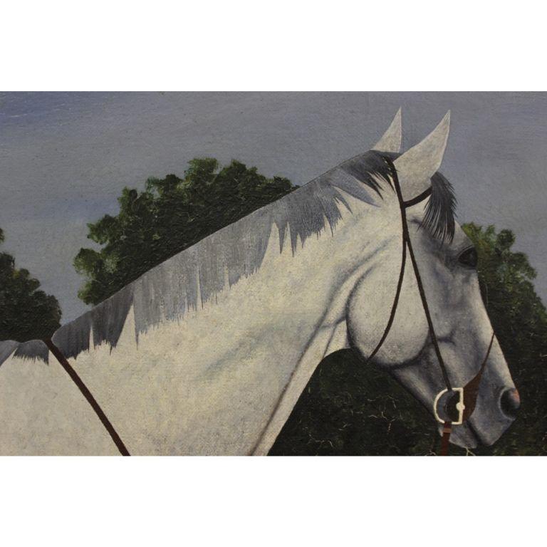 Classic steeplechasing oil on canvas by the noted York, ME artist, Fairfield Coogan depicting a grey hunter horse #8 signed 'Coogan' (LR)

Art Sz: 23