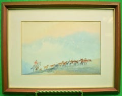 Brown Huntsman w/ Pack of Hounds c1937 Watercolour