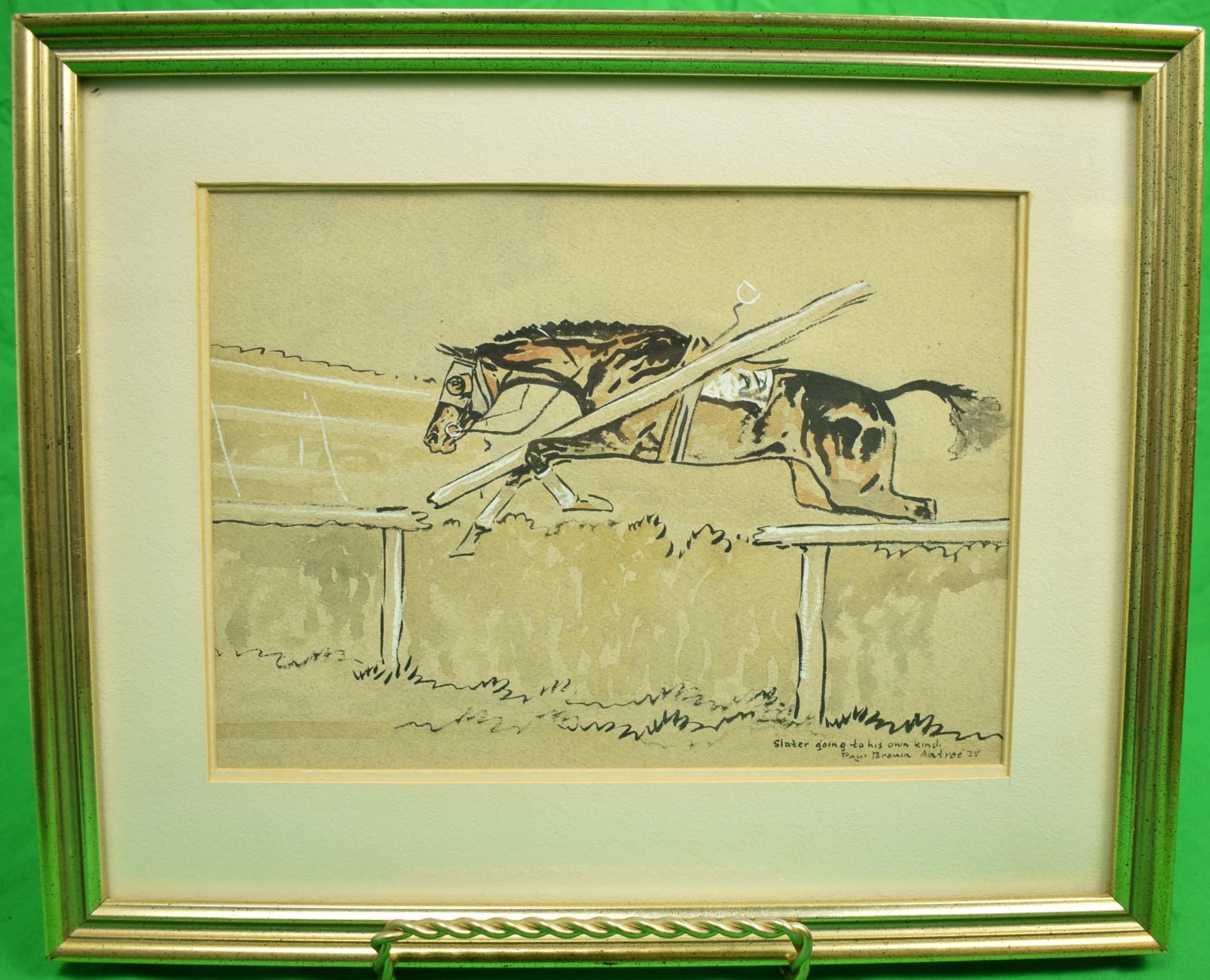 Slater Going To His Own Kind at Aintree c1935 Watercolour