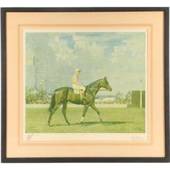 Alfred Munnings Reiterlithographie „Solario“ Reitpferd