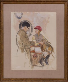 "The Jockey Scale" Watercolor by Henry Koehler (1927-2019)