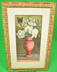 Vintage Richard de Menocal Floral Vase Still Life w/ Butterfly Oil on Canvas