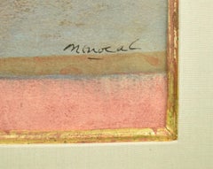 Richard de Menocal, Blumenvase, Stillleben mit Schmetterling, Öl auf Leinwand, Öl