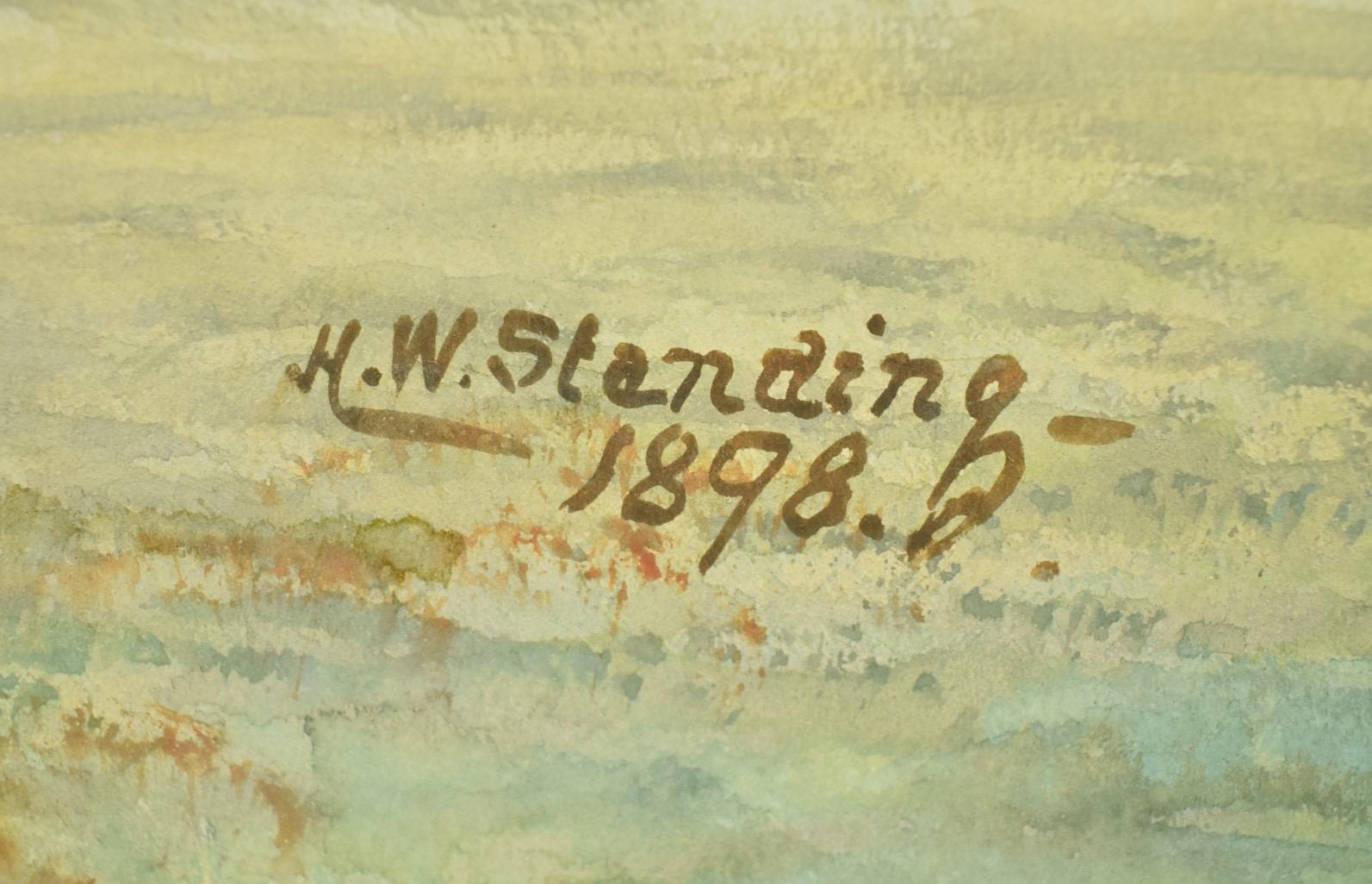 Huntsman Clearing Water Fence c1898 Gouache by H. W. Standing For Sale 2