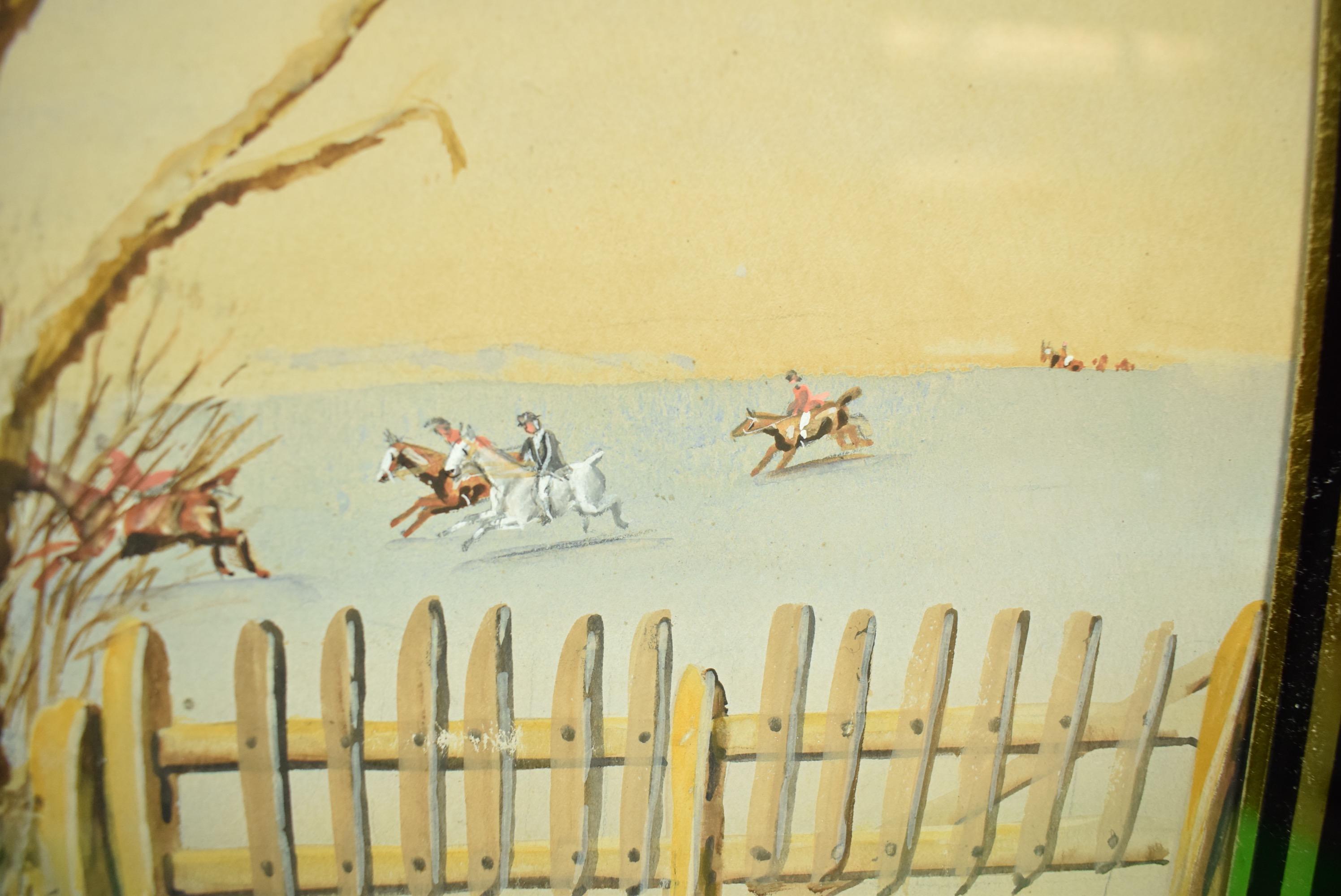 Huntsman Clearing Water Fence c1898 Gouache by H. W. Standing For Sale 5