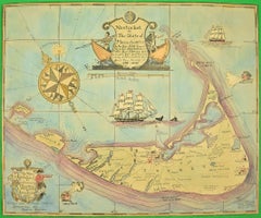 Antique "Watercolor 1921 Map of Nantucket"