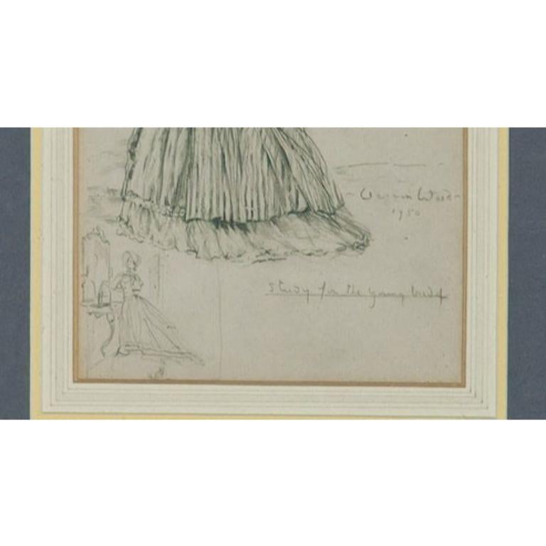 Elegant pencil circa 1950 drawing by Vernon Ward (1905-1985) tilted 'Study for The Young Bride' 
with King Street Galleries Ltd label on verso

Art Sz: 8 3/4