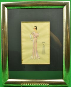 Lanvin von Paris ca. 1920er Jahre Modemodell Original-Aquarell-Modell