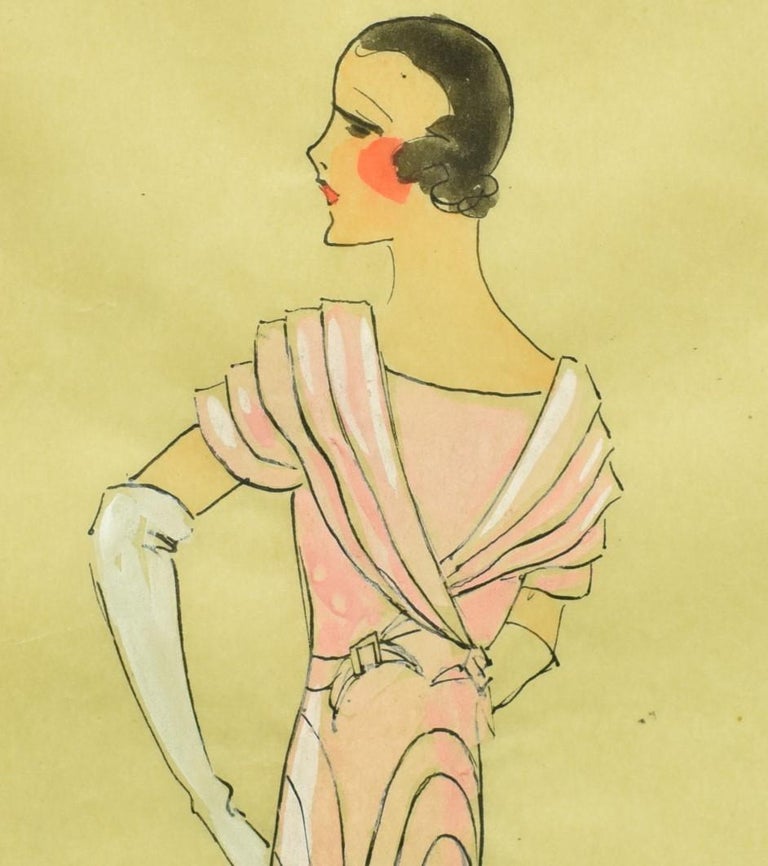 Lanvin of Paris c1920s Fashion Model Original Watercolour - Art by Unknown