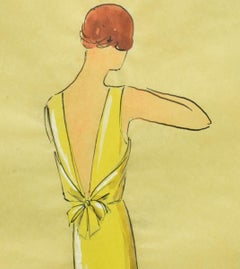 Lanvin of Paris c1920s Fashion Model Original Watercolour