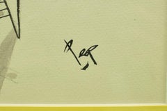 French Horse Trainer Original Pen & Ink Drawing by "Peb" (b.1926-)