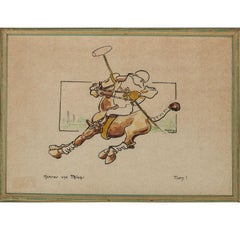 Horses And Things: Turn! c1920s Watercolor by Martin