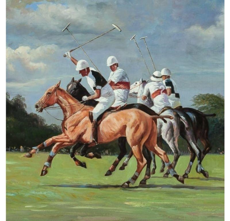 Myopia Polo Match c.1980's Oil on Canvas - Painting by T S LaFontaine