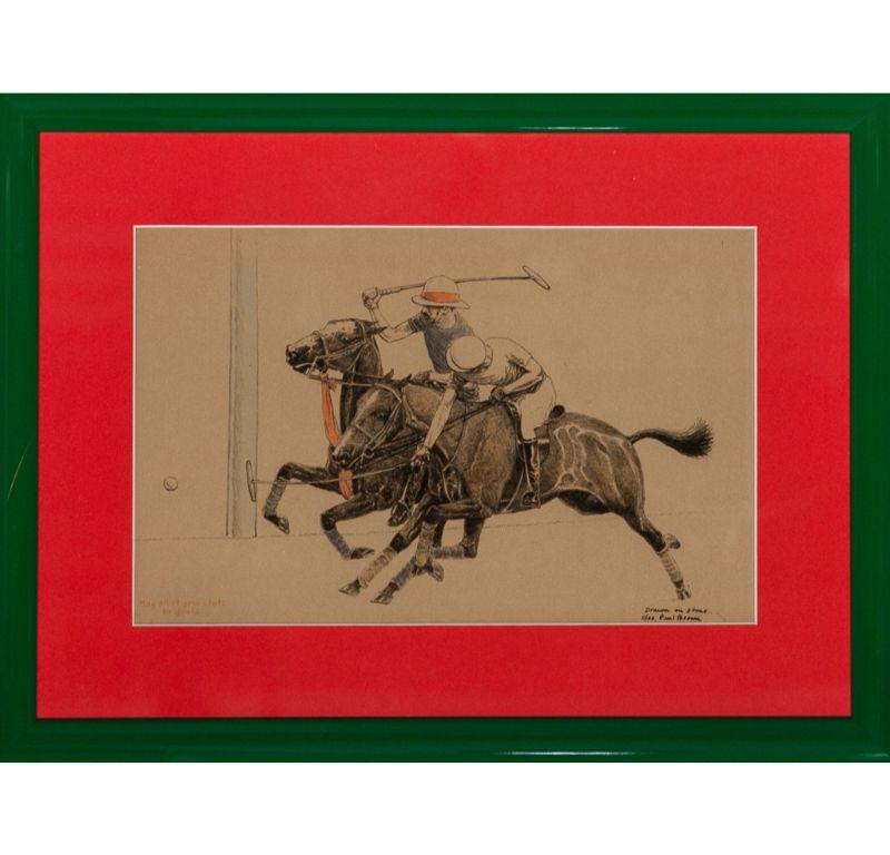 Signed LR, Drawn on stone, Ltd edition #4/100, 
Two Polo Players Contesting

c1930s

Art Sz: 8"H x 12 1/2"W

Frame Sz: 13 1/2"H x 18"W

Hand-coloured charcoal drawing