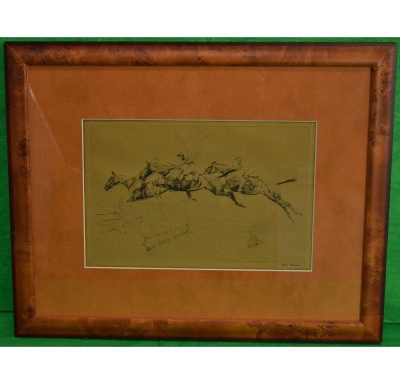 « Trois Steeplechasers », pointe sèche des années 1930 par Paul Brown
