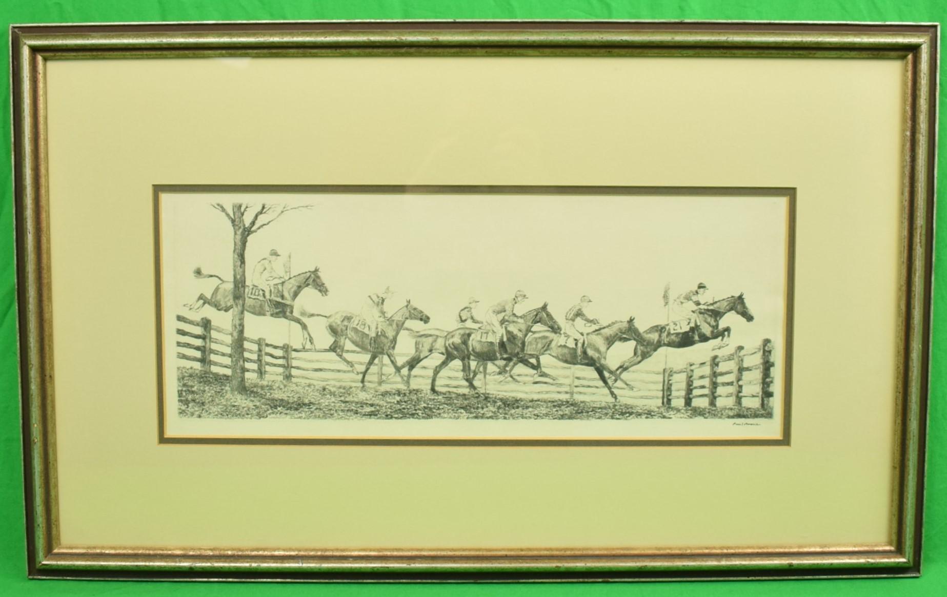 Paul Desmond Brown Figurative Art - "New Jersey Hunt Cup" circa 1930 Drypoint by Paul Brown