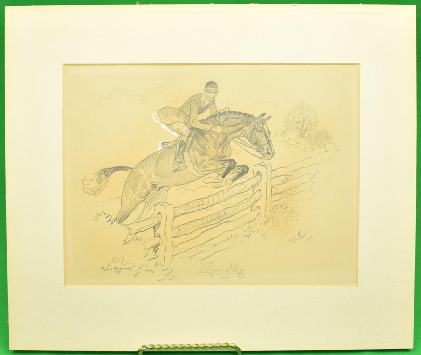 Dessin original de Paul Brown pour dessiner au crayon, renard caché au renard, c1937