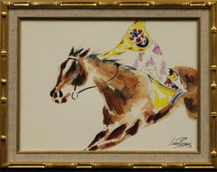 Winning Home Watercolour by Lucien Peytong (b.-Deauville 1950)