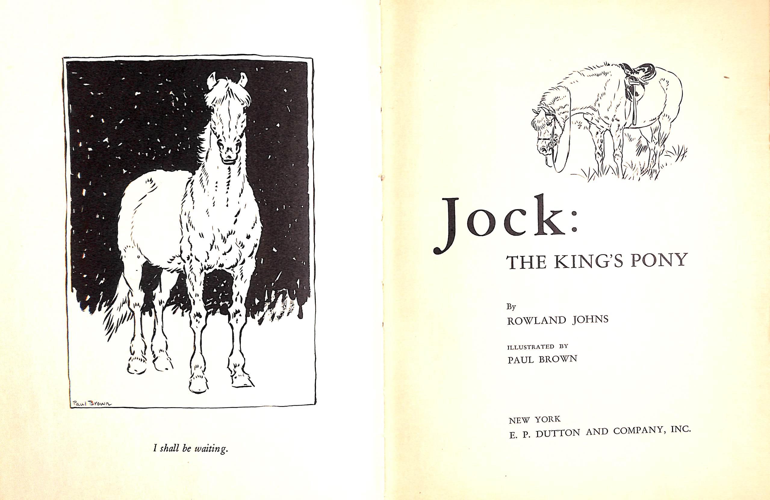 Jock: The King's Pony w/ Original Cover Artwork by Paul Brown For Sale 3