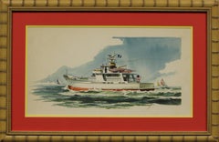 Vintage Private Yacht c1960s Watercolor