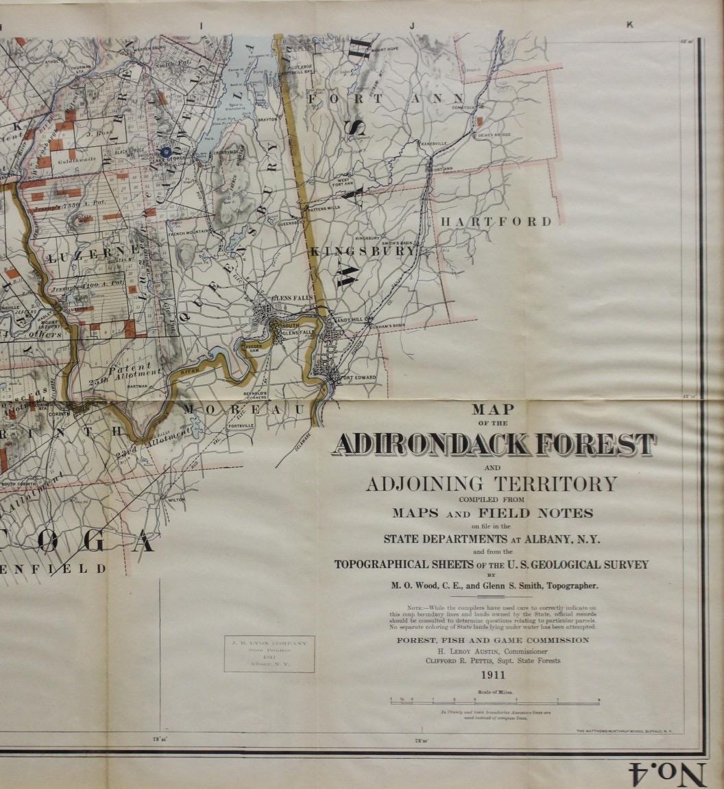 1911 Nr's 3 & 4 Karte des Adirondack Forest im Angebot 1