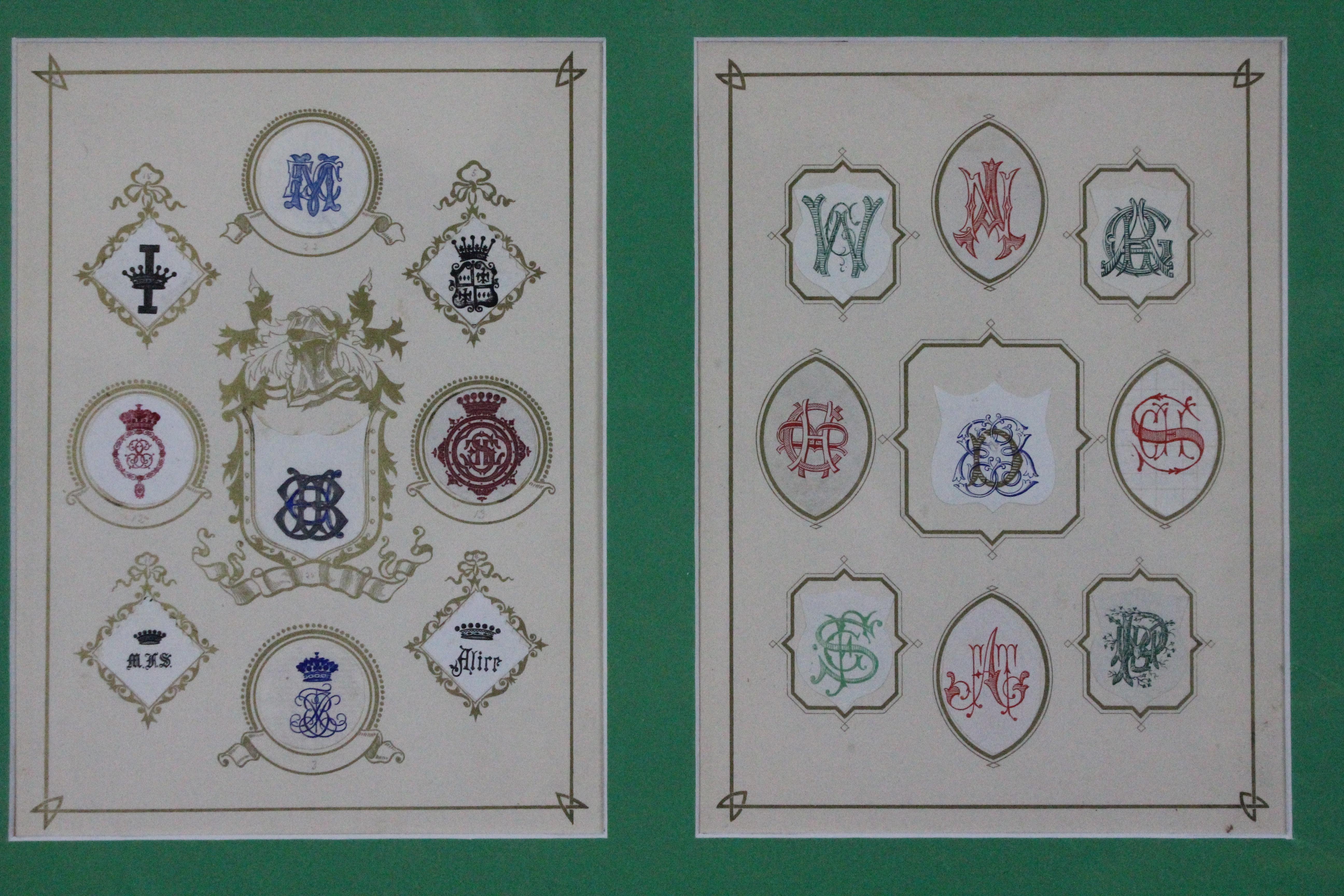 Rare (8) panel/ (9) per plate framed bespoke stationary letterhead c1930s crests together with (3) preparatory sheets mounted on verso all custom framed

Image Sz: 14 1/4