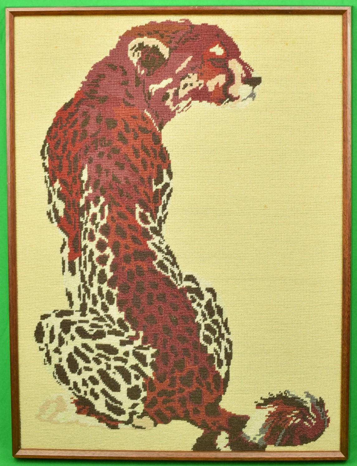 "Cheetah" Hand-Needlepoint Panel - Art by Unknown