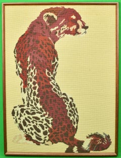 "Cheetah" Hand-Needlepoint Panel