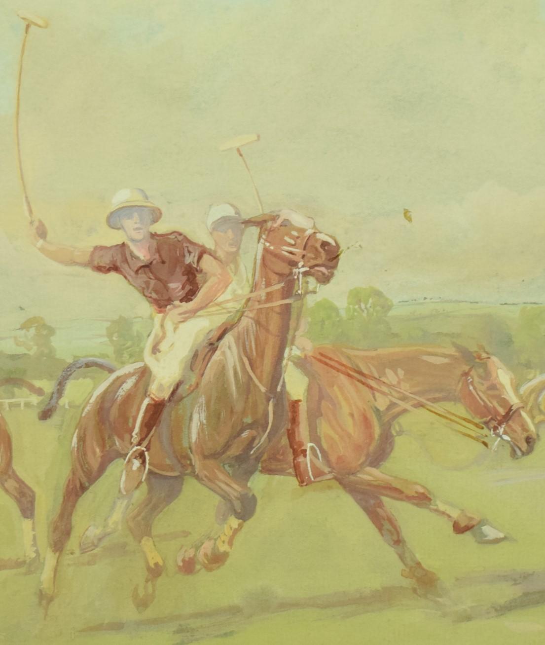 „Against The Boards“ Original Polo-Pastell Gouache von Eric Meade-King, um 1975 im Angebot 4