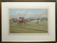 "Against The Boards" Original circa 1975 Polo Pastel Gouache By Eric Meade-King
