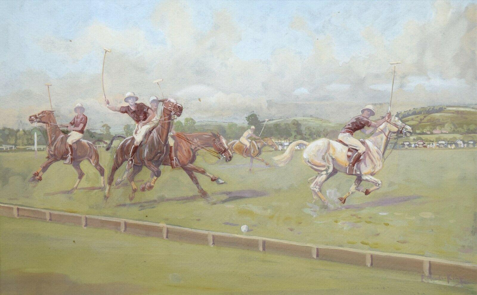 „Against The Boards“ Original Polo-Pastell Gouache von Eric Meade-King, um 1975 im Angebot 2