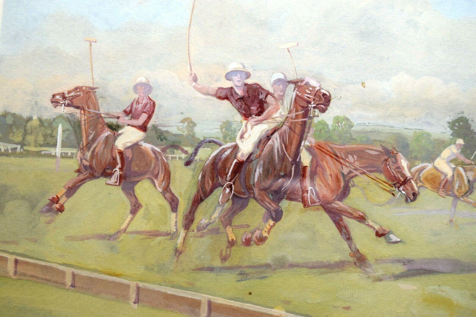 „Against The Boards“ Original Polo-Pastell Gouache von Eric Meade-King, um 1975 im Angebot 3