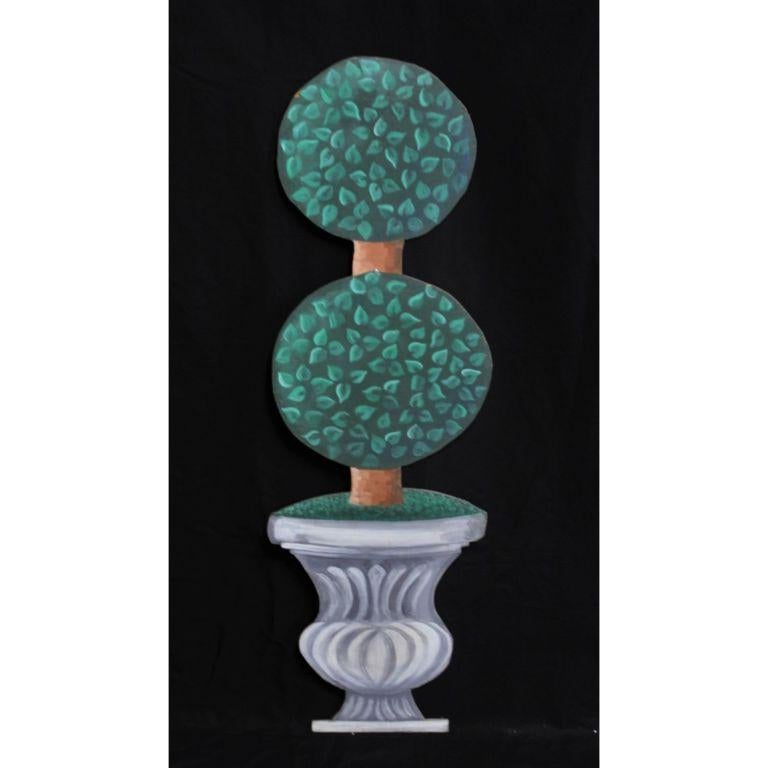 Wooden Slat Hand-Painted Topiary Plant Stand - Art by Unknown