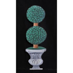 Wooden Slat Hand-Painted Topiary Plant Stand