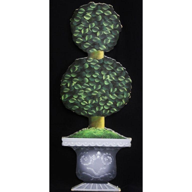 Wooden Slat Hand-Painted Topiary Plant Stand - Art by Unknown