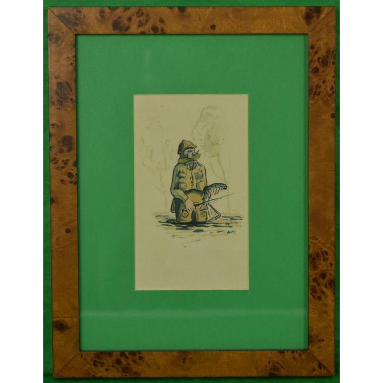 Fred Doolittle Animal Art - Fly Fisherman With Caught Trout 