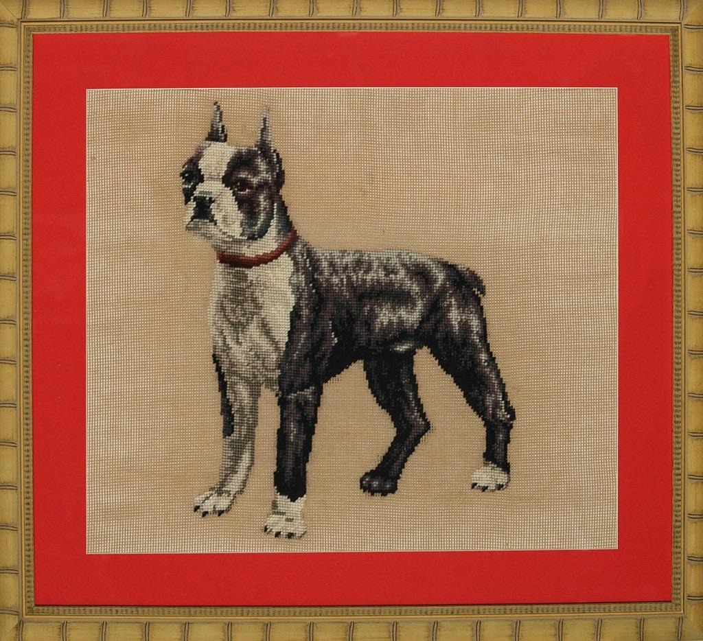 Hand-Needlepoint Boston Terrier - Art by Unknown