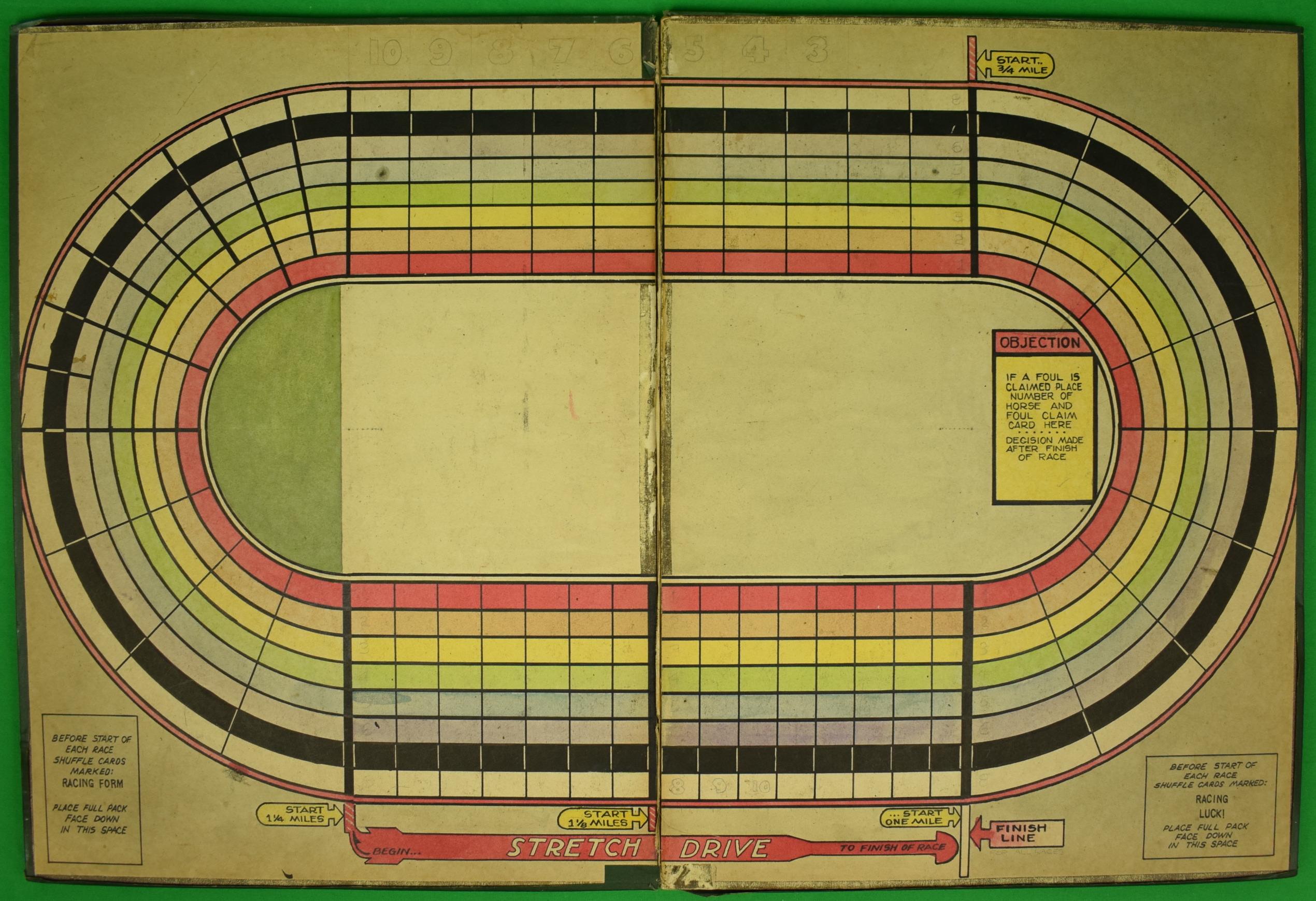 Hand-Painted c1930s 2pc Horse Race Track Board Game - Art by Unknown