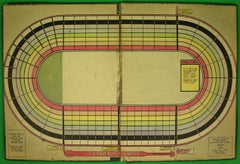 Hand-Painted c1930s 2pc Horse Race Track Board Game