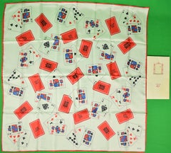 The "21" Club Jack & Charlie's White/ Red Playing Cards Jockey Poly Scarf XXIX 