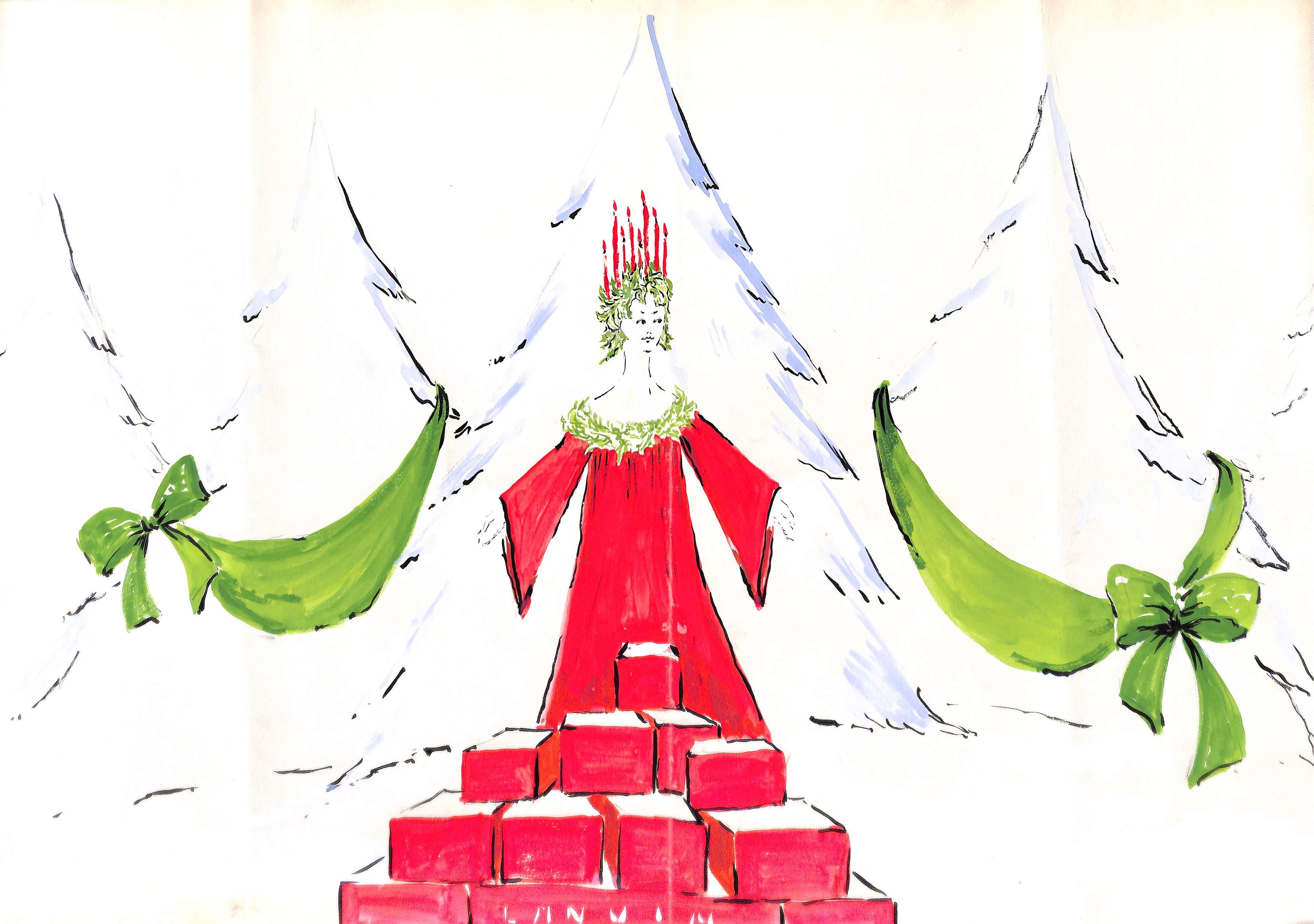 Alexander Warren Montel Figurative Art - Lanvin Of Paris Original Advertising Watercolor Christmas Artwork