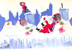 Lanvin Of Paris - Affiche publicitaire originale, aquarelle de Noël