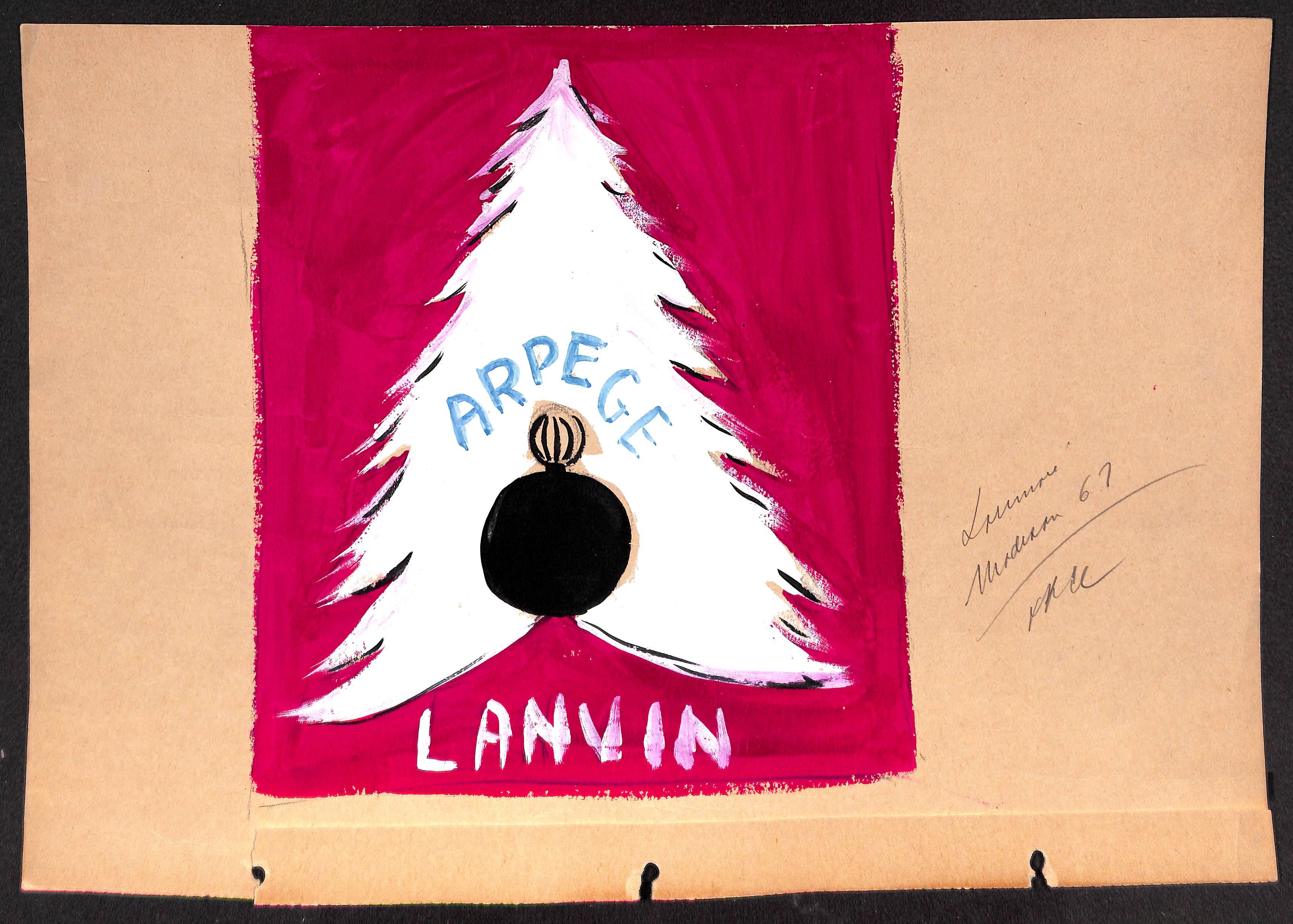 Alexander Warren Montel Figurative Art - "Lanvin Of Paris Original Advertising Watercolor Christmas Artwork"
