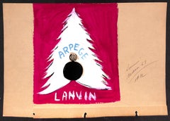 „Lanvin Of Paris“, Original Werbe-Aquarell-Weihnachtskunstwerk