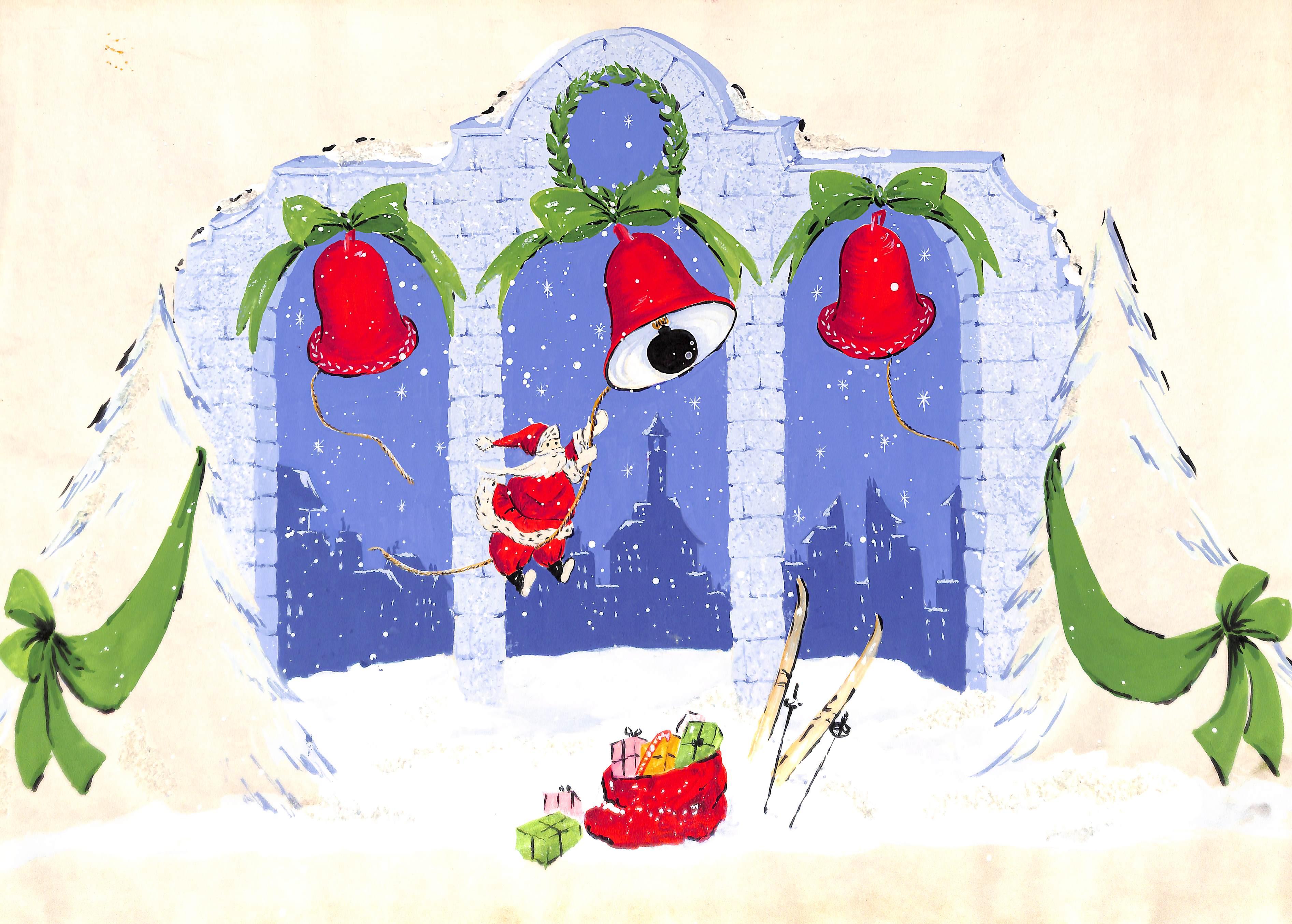 Alexander Warren Montel Figurative Art - Lanvin Of Paris Original Advertising Watercolor Christmas Artwork