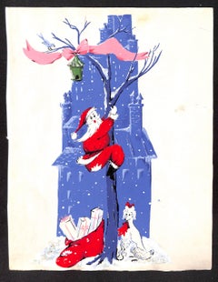 Lanvin Of Paris Original Advertising Watercolor Christmas Artwork