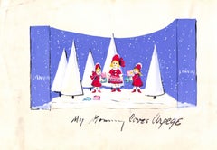 Lanvin Of Paris Original Advertising Watercolour Christmas Artwork