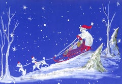 Lanvin Of Paris Original c1950s Advertising Watercolor Christmas Artwork