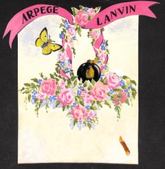 Lanvin Of Paris Original c1950s Advertising Watercolor Artwork